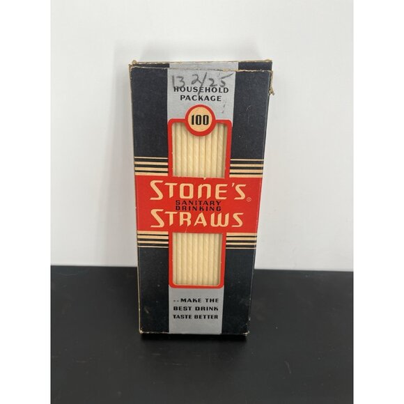 Vintage 1940's Stone's Paper Straws Box Stone Straw Corp Washington DC - Picture 1 of 6